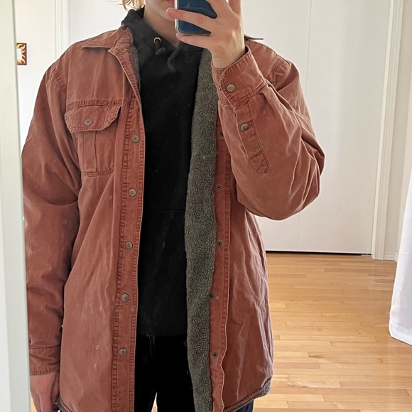 Wind River Brown/Orange Fuzzy Fall Shacket - Picture 7 of 8